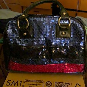 Sparkle in this Blue,Black&Pink sequence handbag